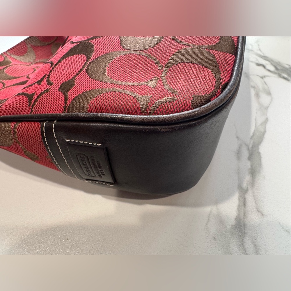 Coach Red Signature Jacquard Hampton Clip Bag #6091 - Picture 4 of 8